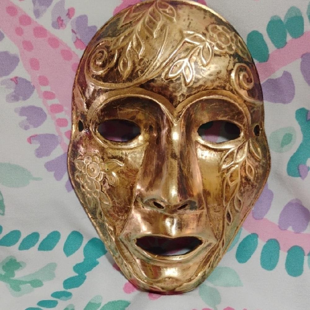 Vintage Brass Mardi Gras Decorative Mask